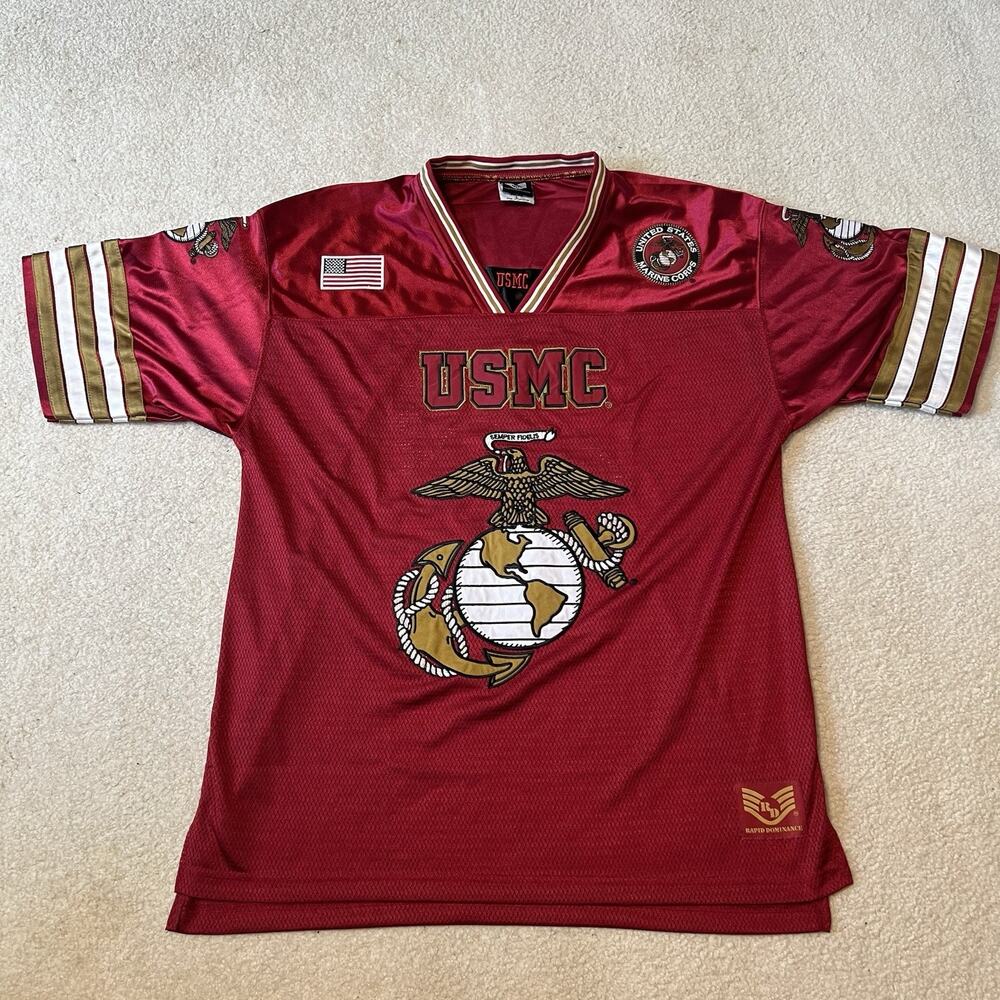 Rapid Dominance USMC Embroidered Football Jersey United States Marine Corps Larg